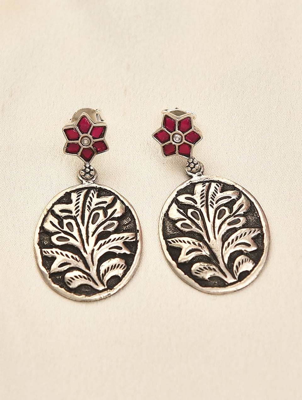 Women Silver Push Back Sterling Silver, Kundan Earring