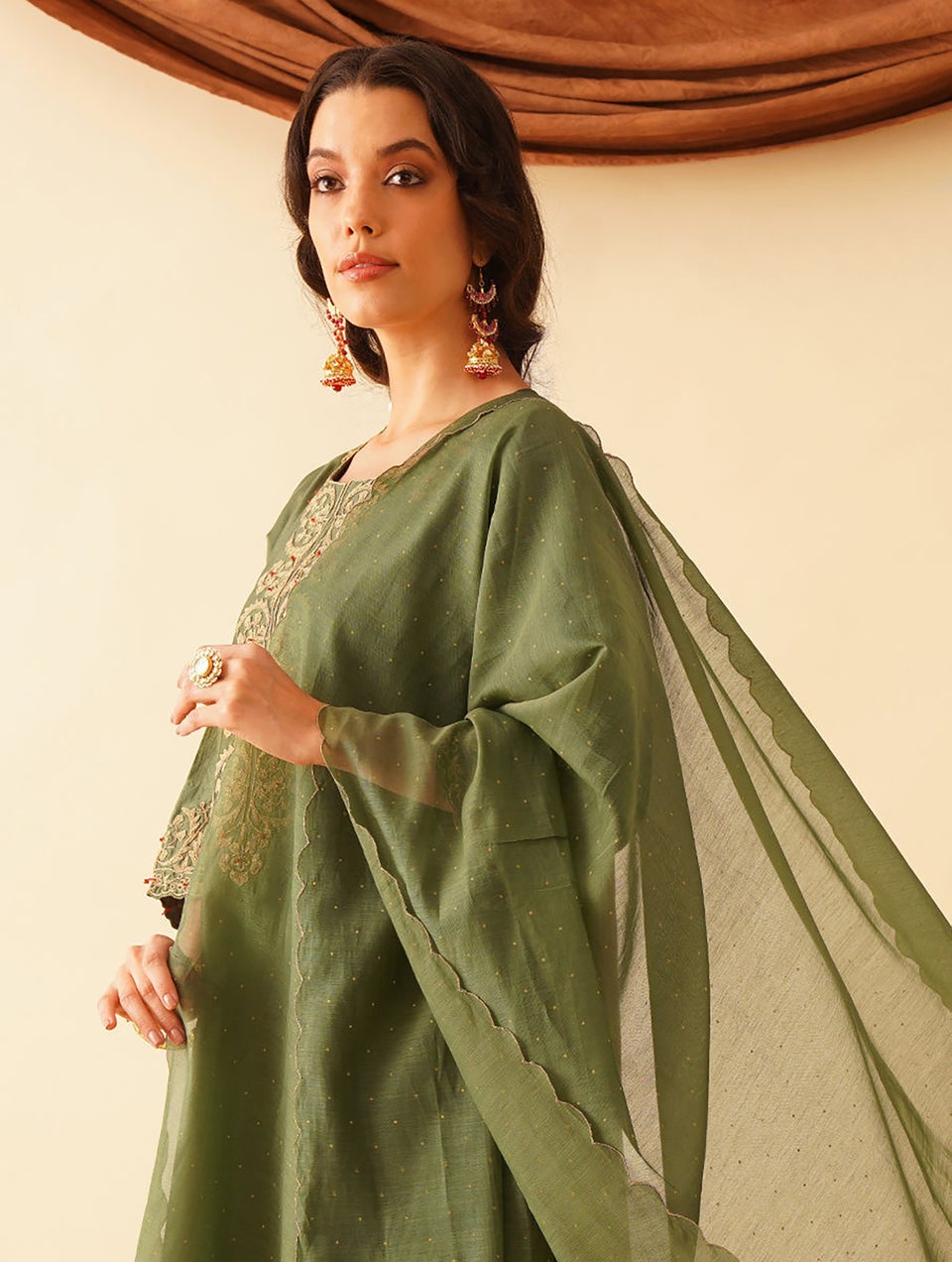 Women Olive Green Collection Dupatta