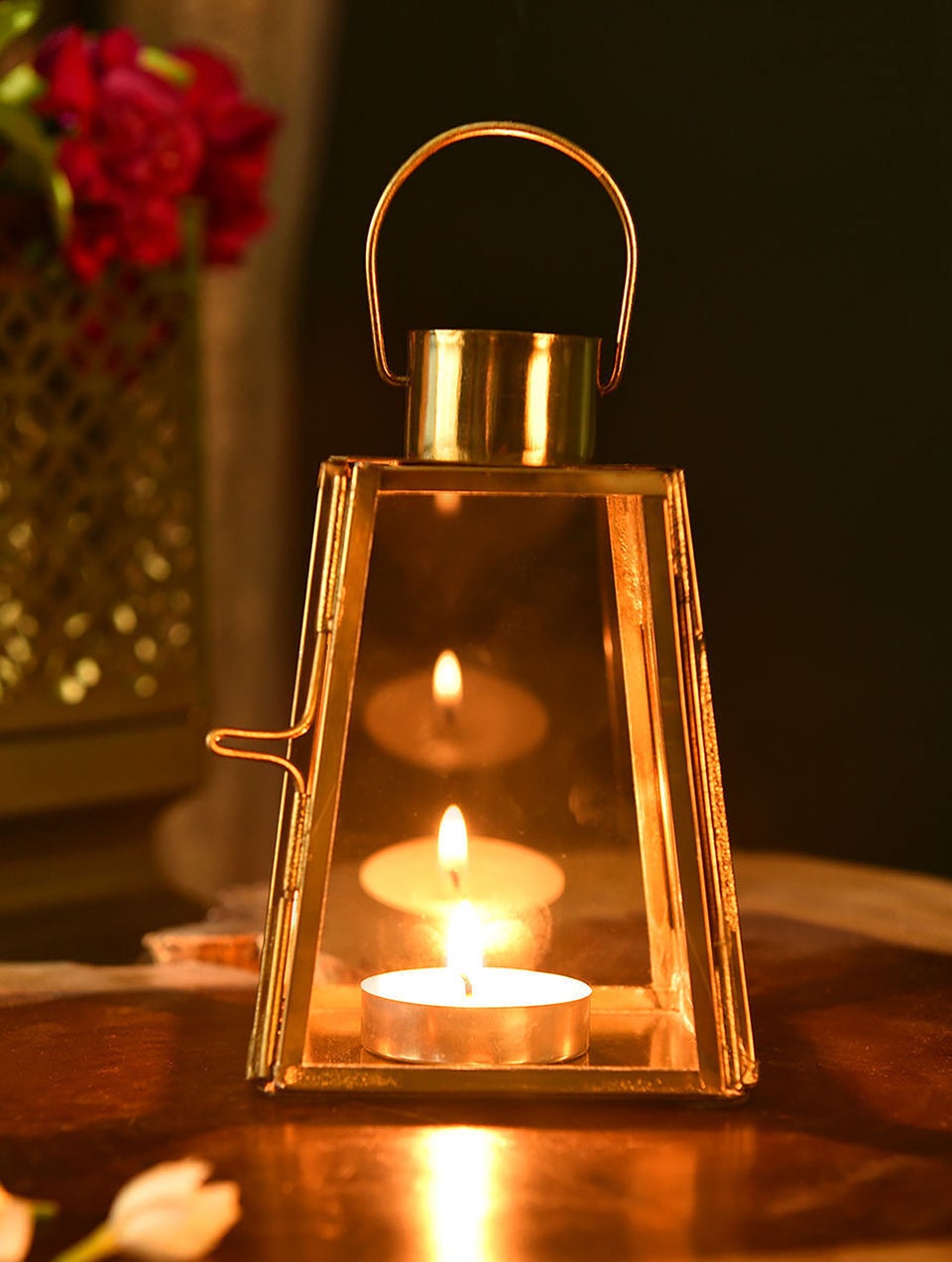Home Decor Antique Gold Lantern - L