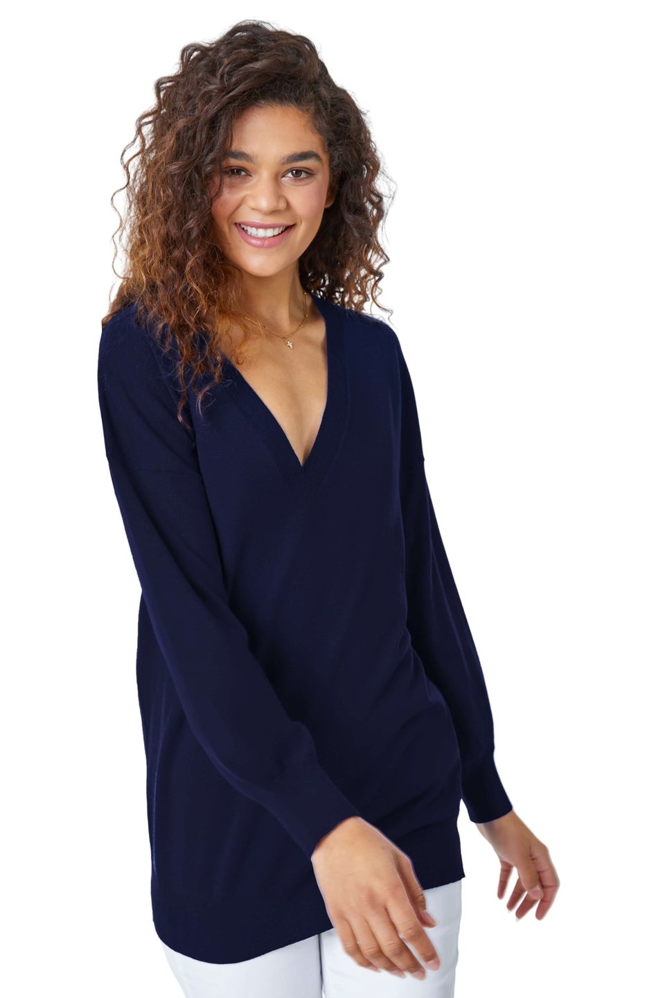 Roman Navy V-Neck Stretch Jumper
