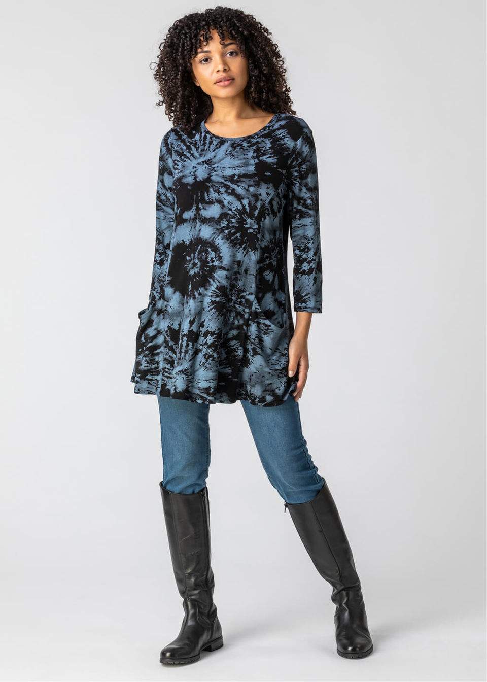 Roman Blue Tie Dye Pocket Swing Top