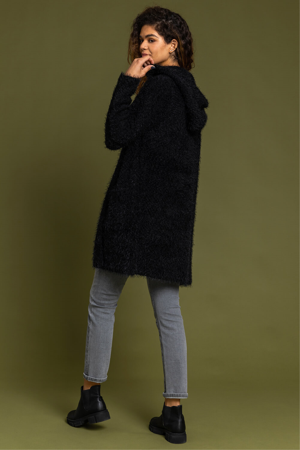 Fluffy cardigan with hood hotsell