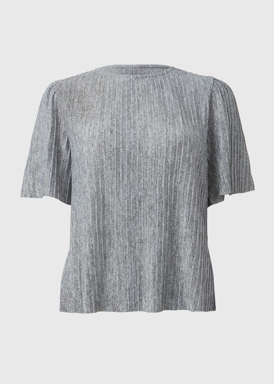 Grey Pleated Short Sleeve Top