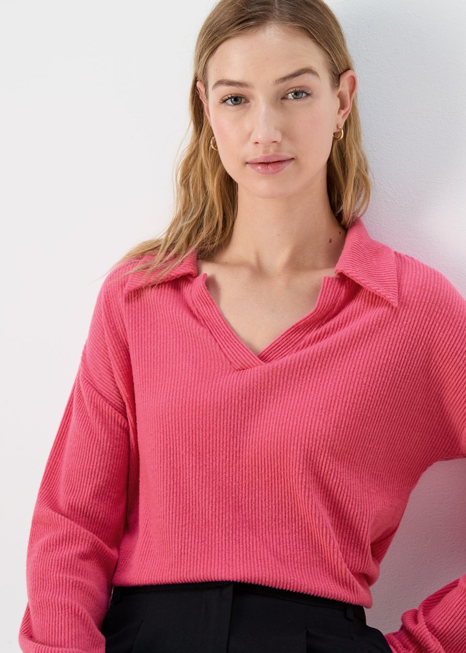 Pink Collared Pullover Top