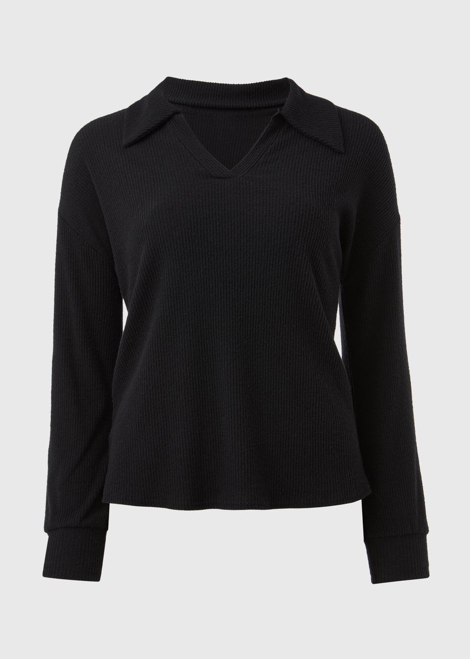 Black Collared Pullover Top