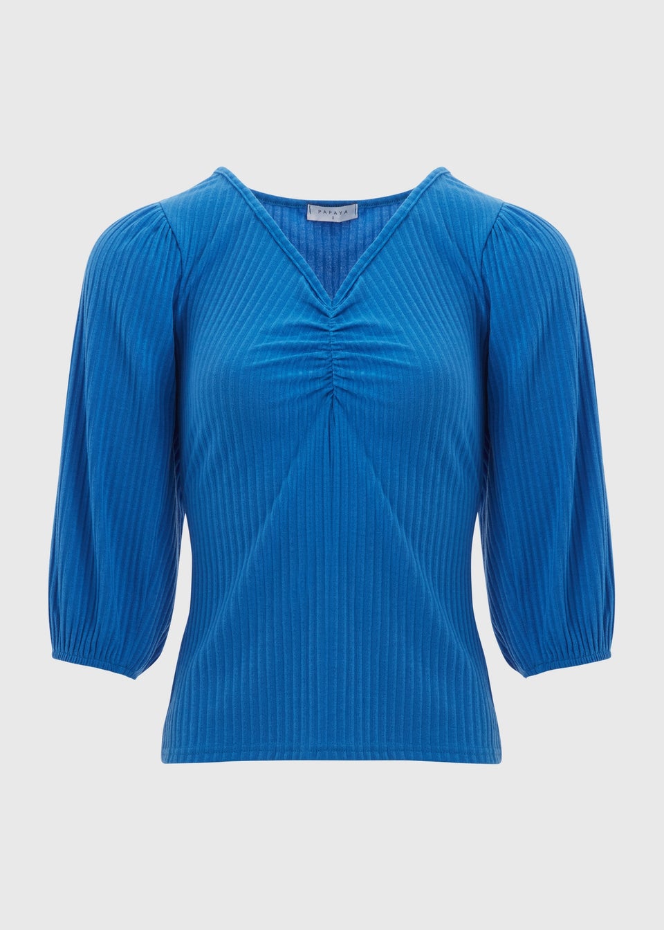 Cobalt Balloon Sleeve Ruched Top