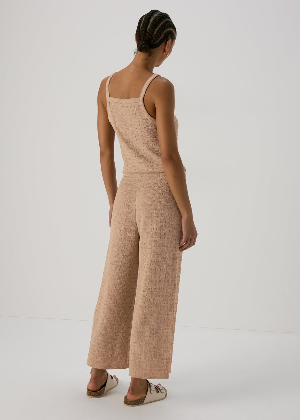 Papaya Petite Beige Neutral Textured Crop Trousers