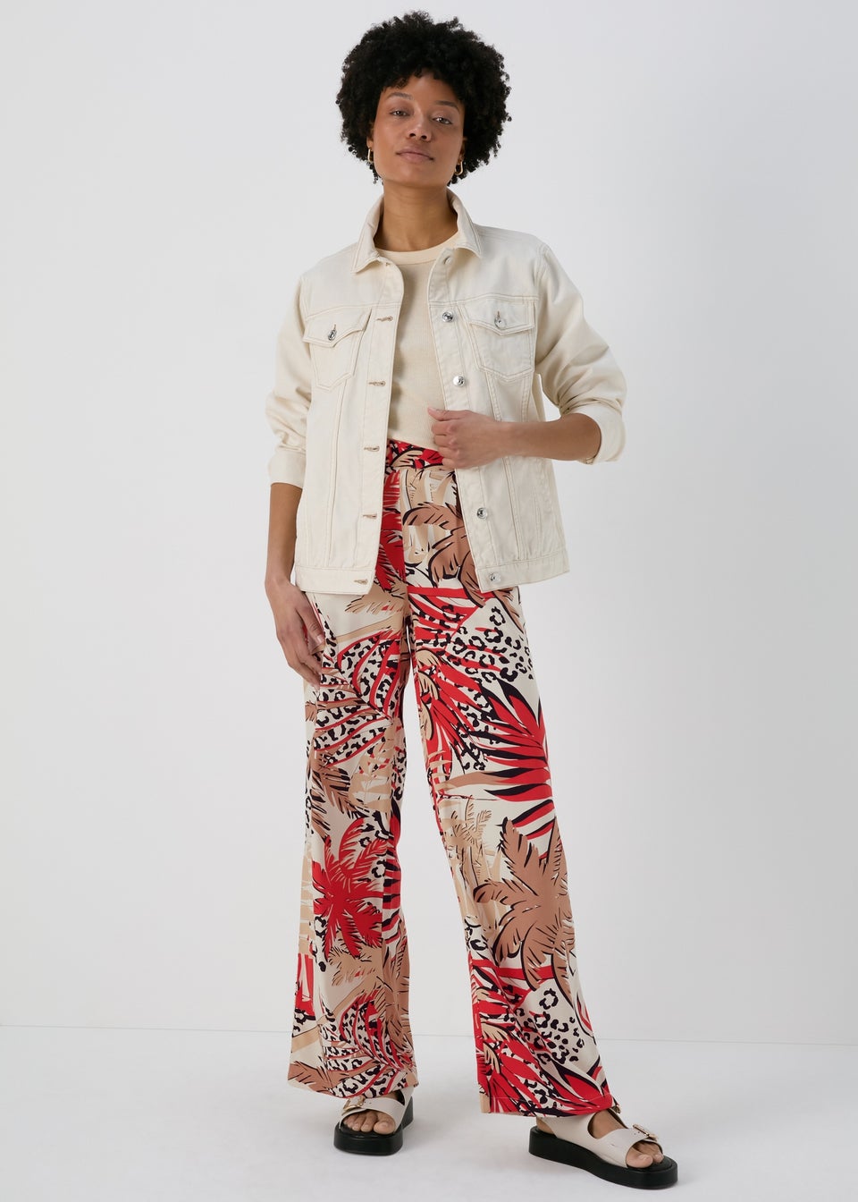 Papaya Petite Red Scarf Print Wide Leg Trousers