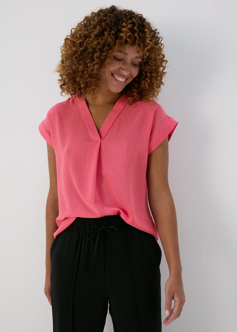 Pink Textured Pullover Top