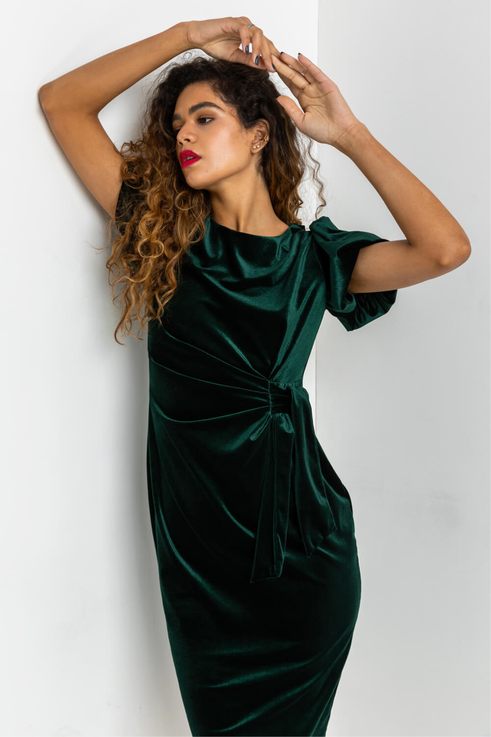 Bubble sleeve sales midi dress