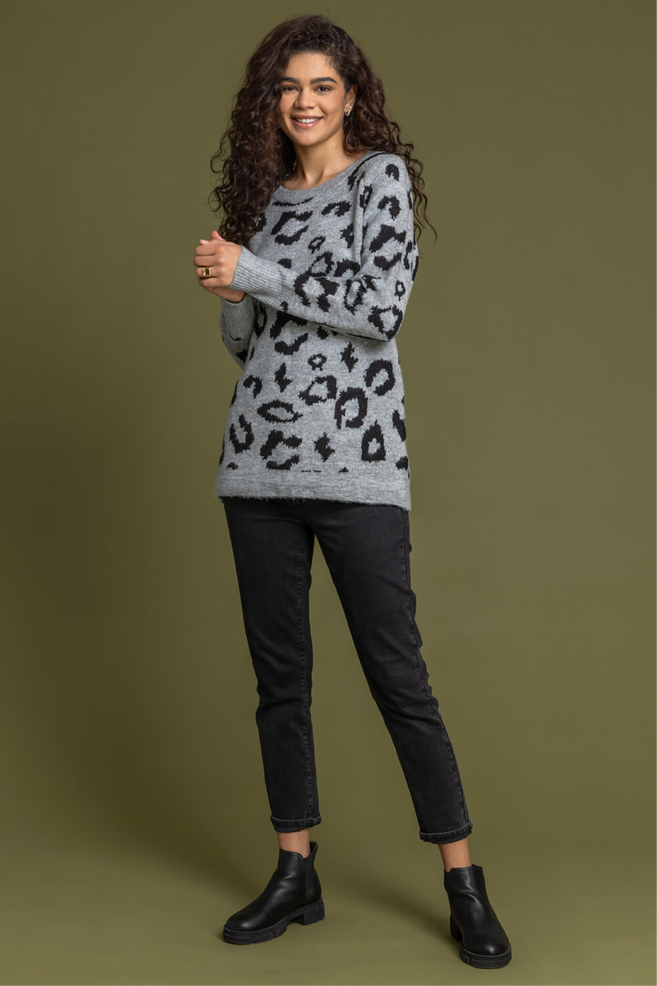 Grey animal print jumper on sale