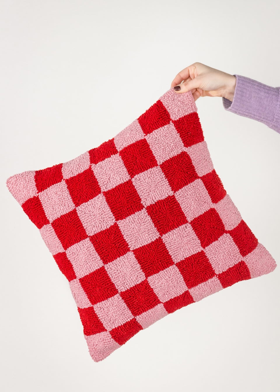 Heya Home Check Knitted Filled Cushion (45cm x 45cm x 8cm)