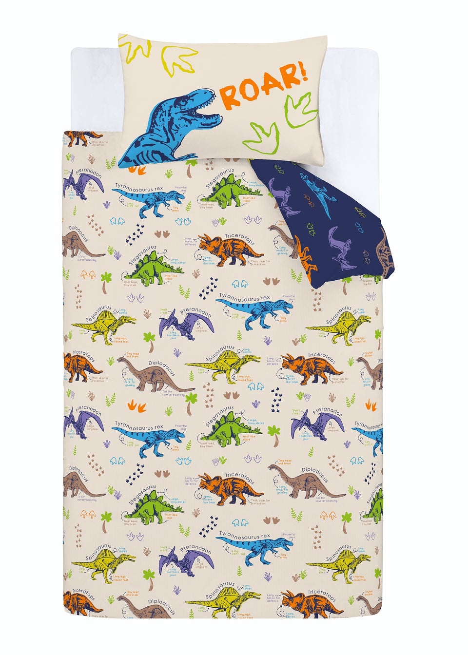 Catherine Lansfield Prehistoric Dinosaurs Reversible Duvet Cover Set
