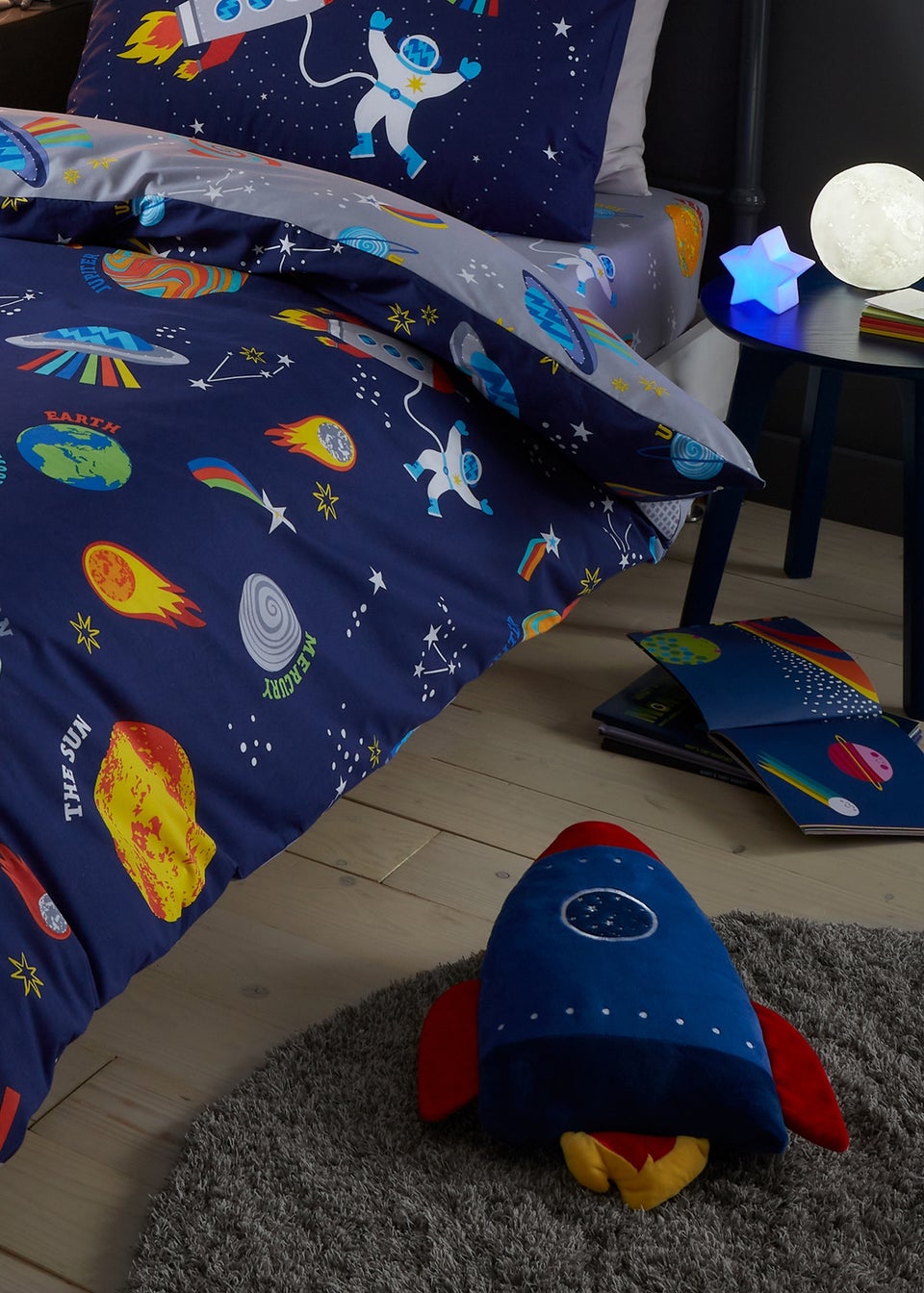 Catherine Lansfield Lost In Space Rocket Shaped Cushion (45x45cm) - Matalan