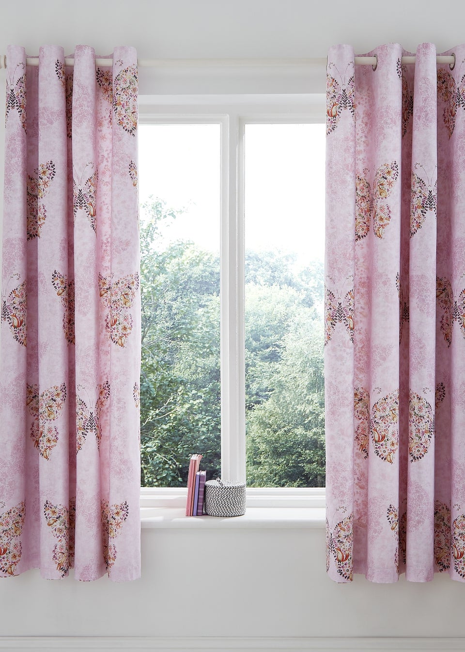 Catherine Lansfield Enchanted Butterfly Fully Reversible Eyelet Curtains