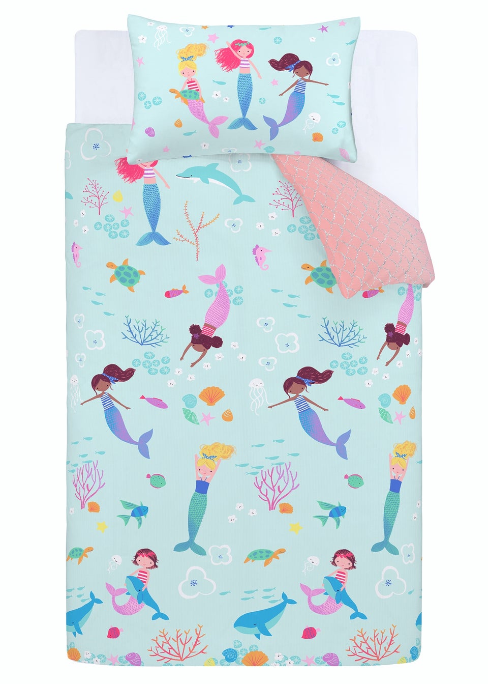 Catherine Lansfield Mermaid Reversible Duvet Cover Set