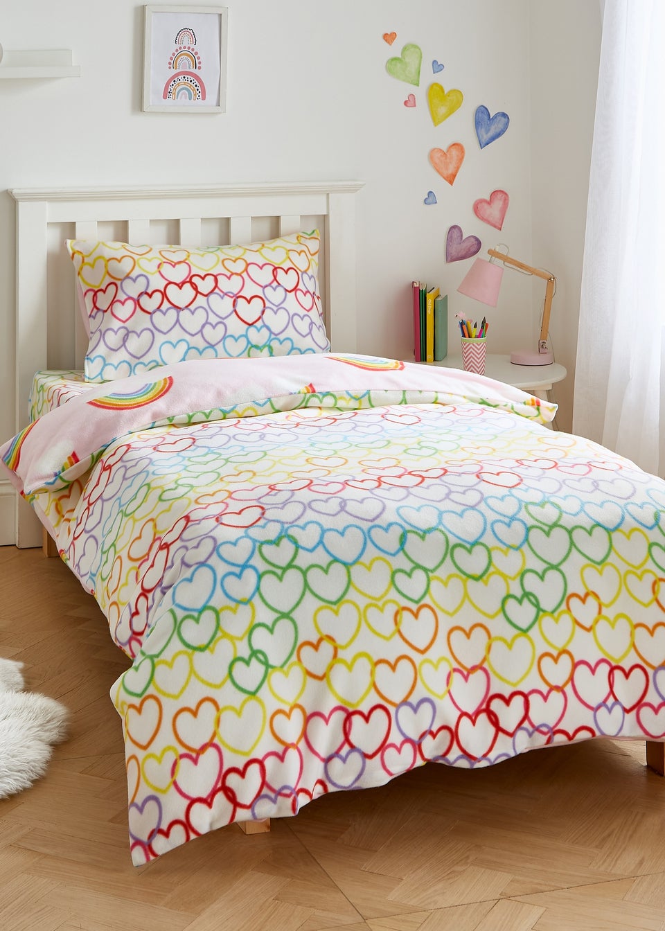 Hearts fleece duvet deals cover set
