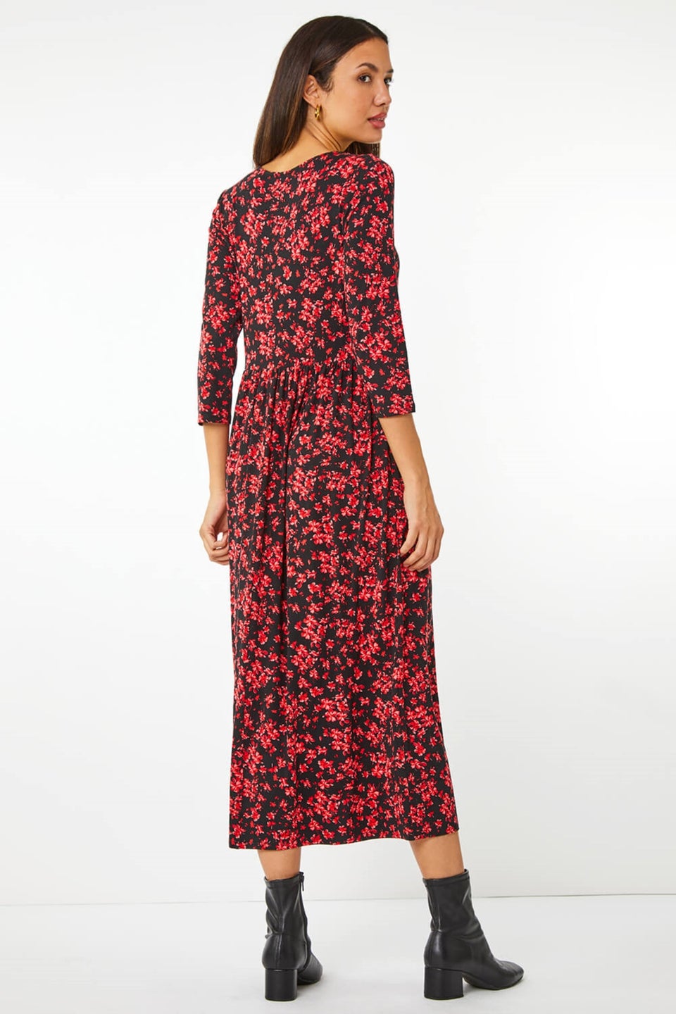 Red ditsy sale floral midi dress