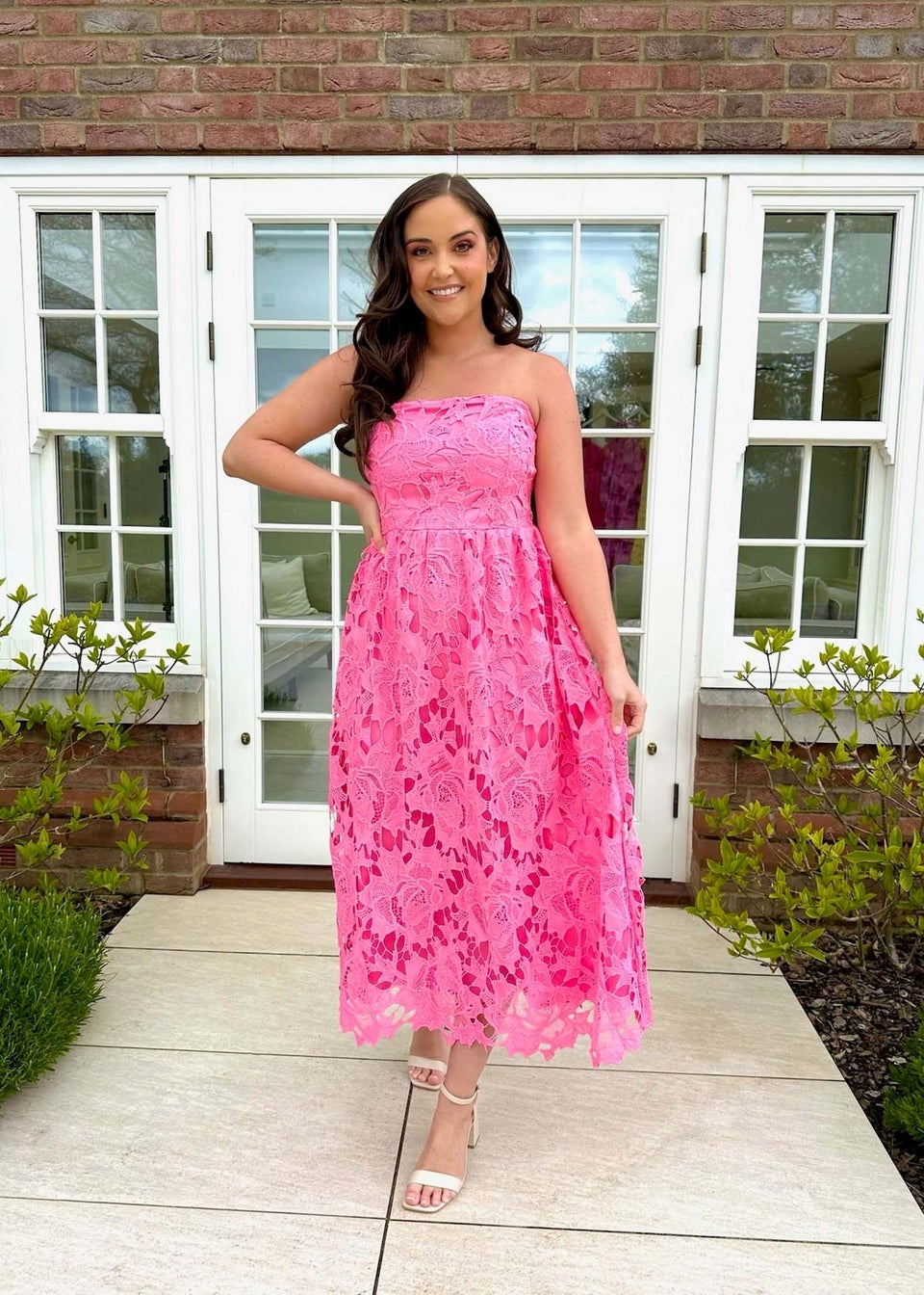 In The Style Pink Bandeau Midaxi Dress