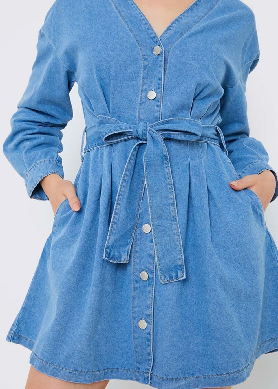 In The Style Blue Denim Shirt Dress