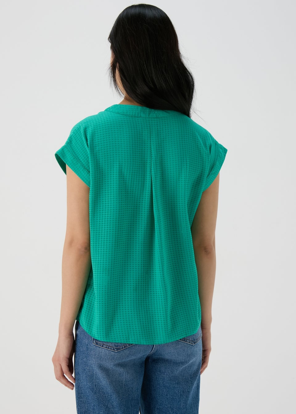 Green Textured Pullover Top