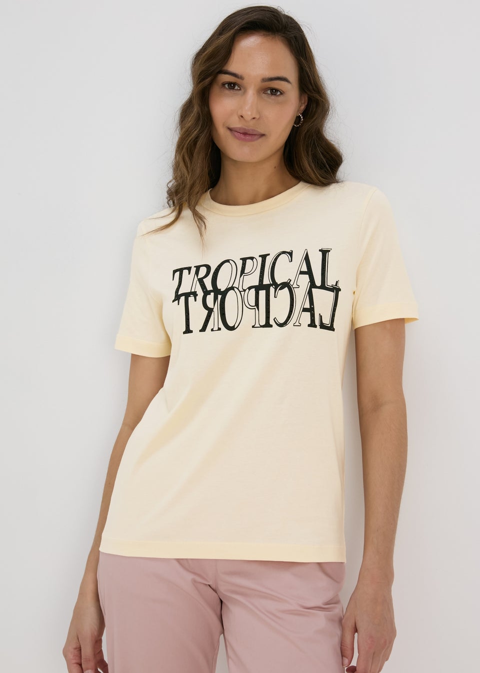 Cream Tropical Graphic T-Shirt