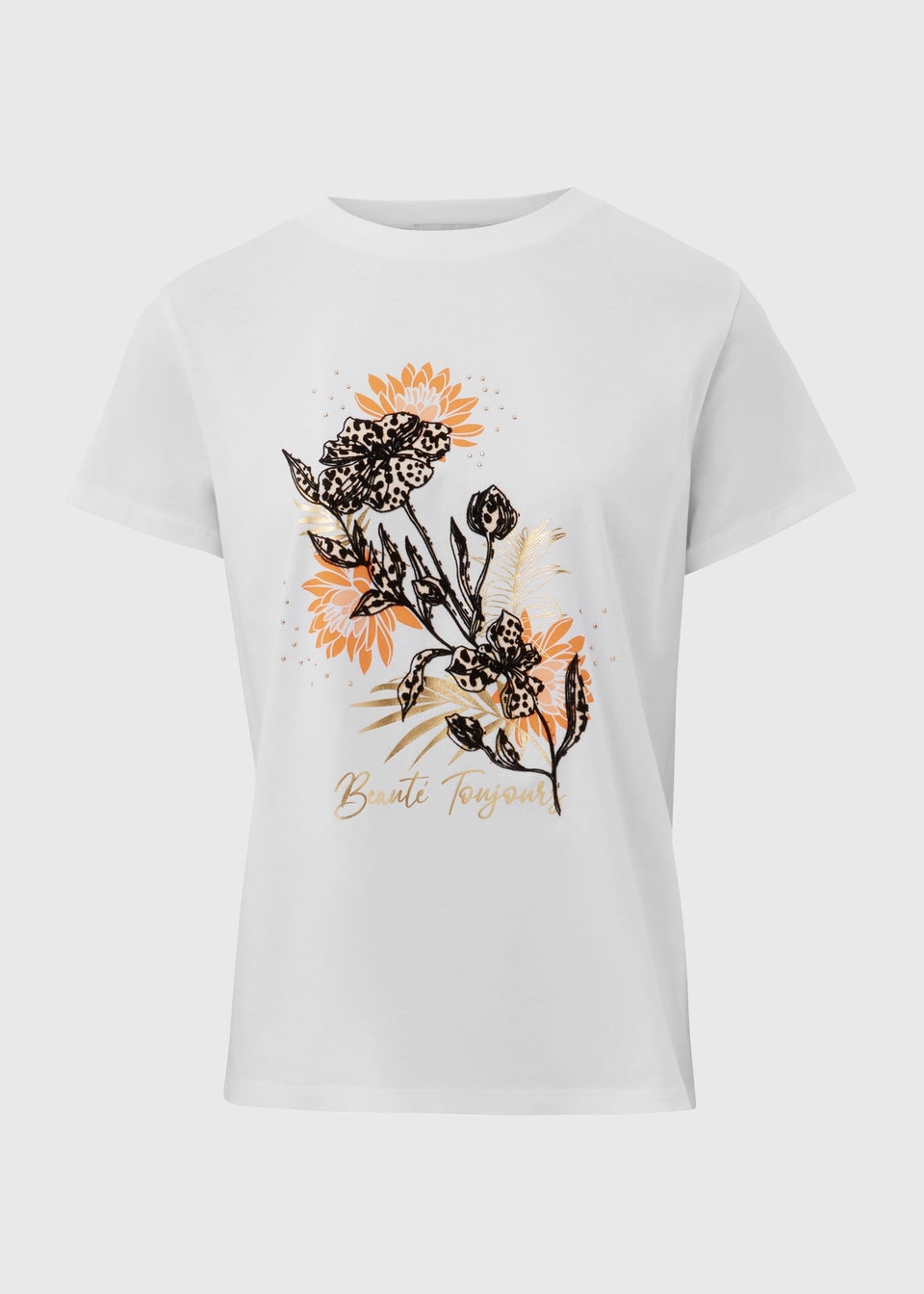 White Floral Graphic T-Shirt