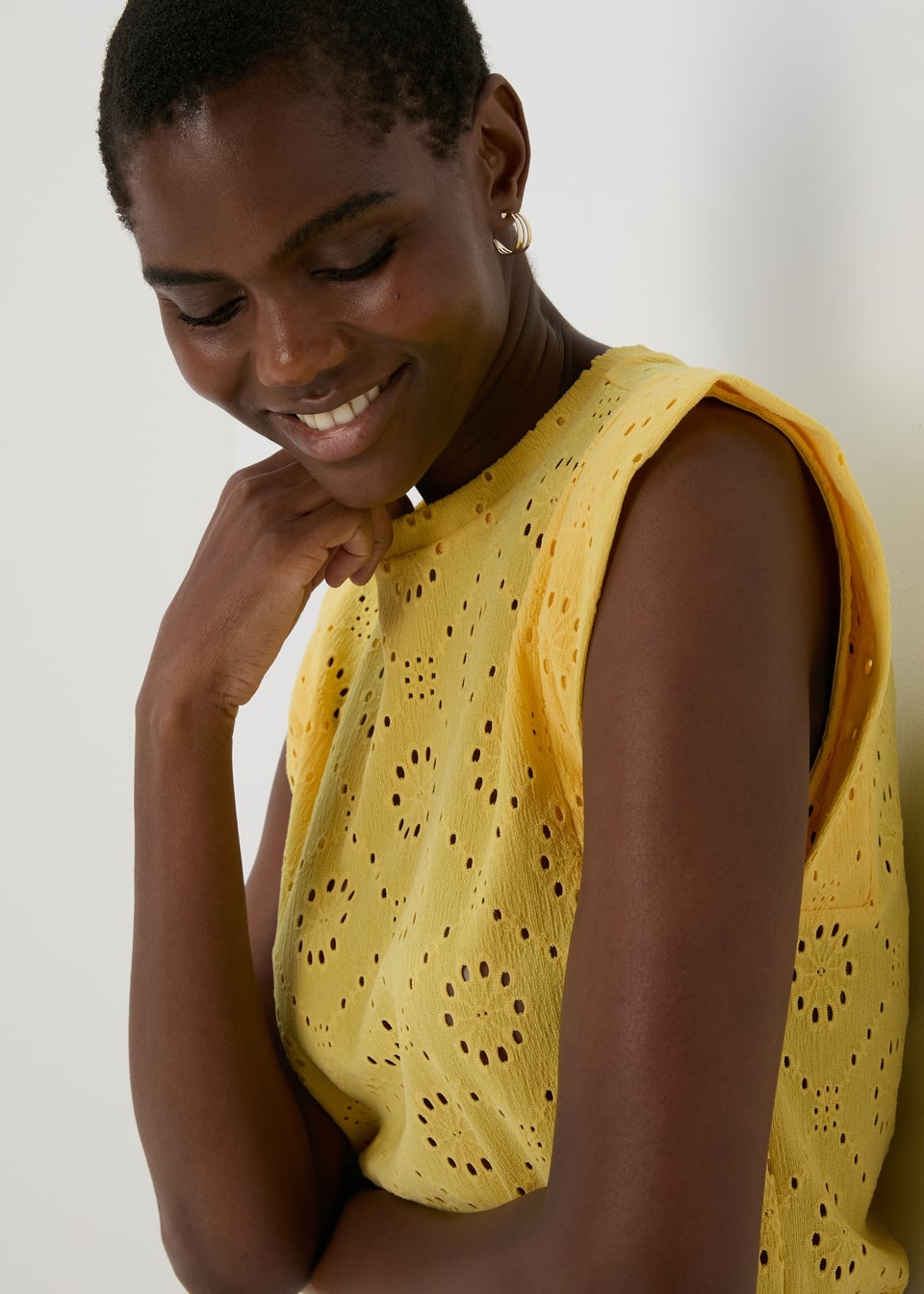Yellow Cutwork Tank Top