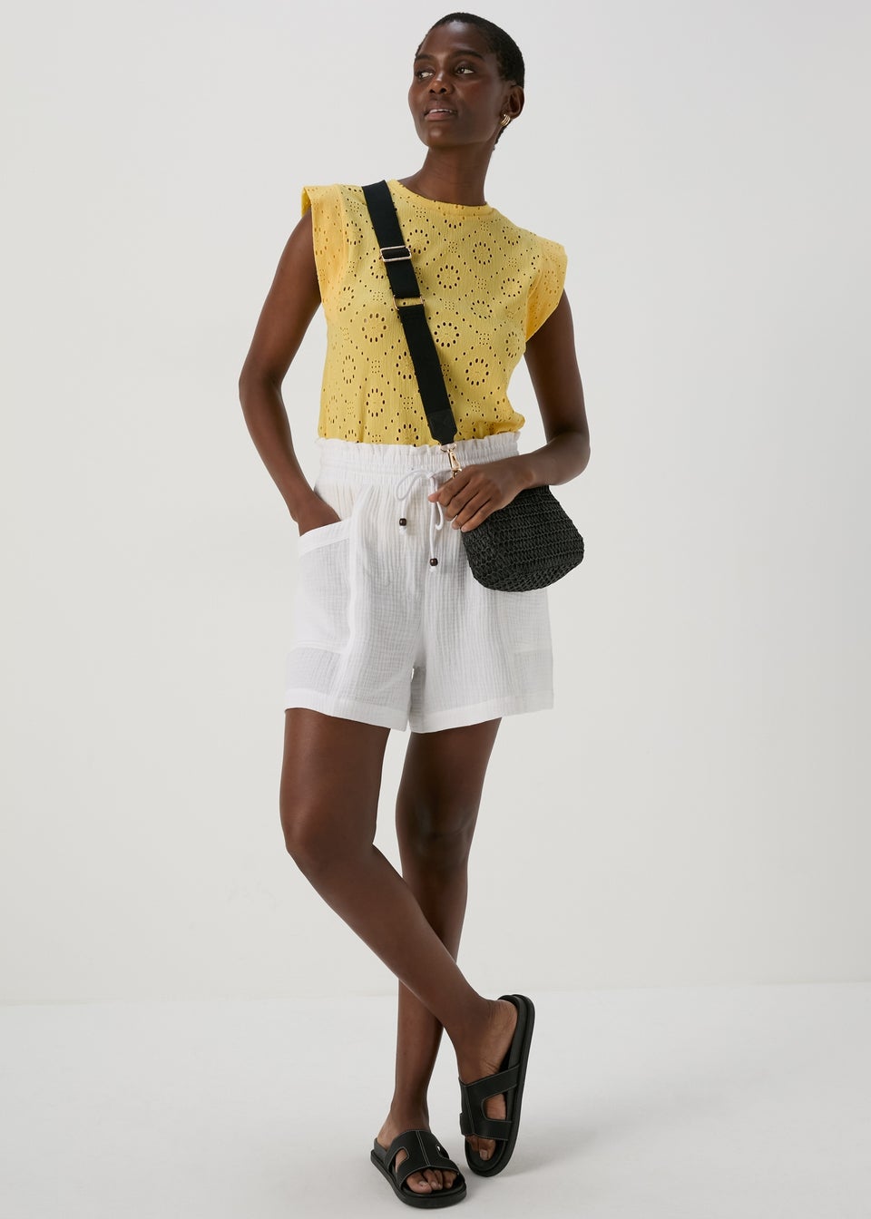 Yellow Cutwork Tank Top