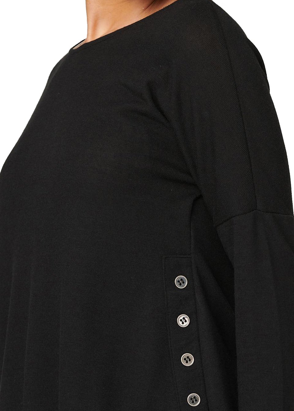 Izabel London Black Layered Hem Button Detail Top