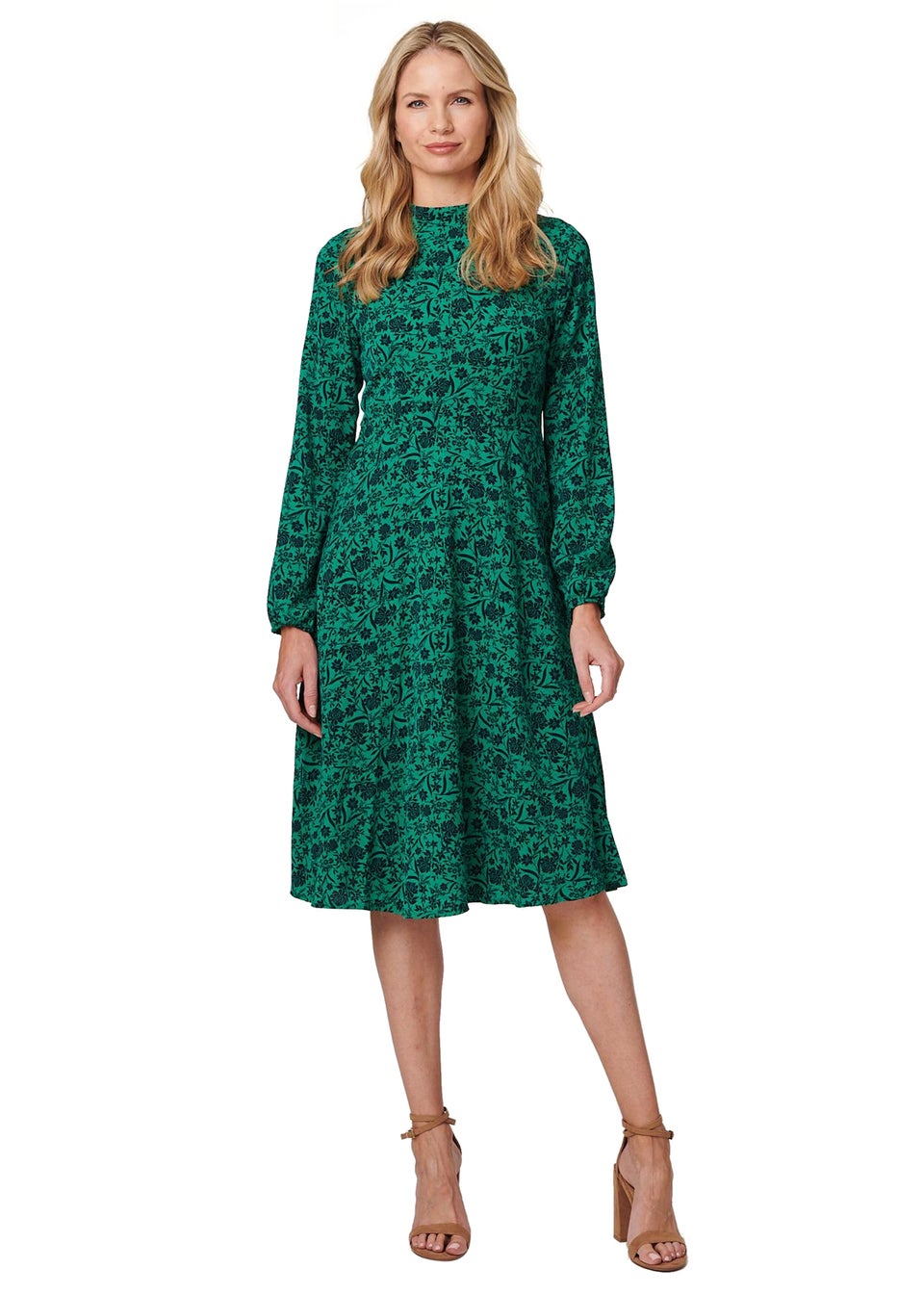 Green midi skater dress top