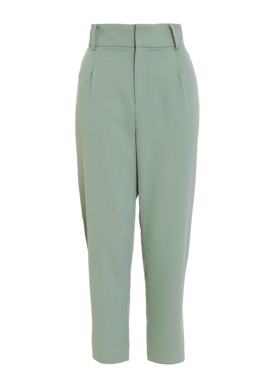 Quiz Khaki High Waisted Tapered Trousers