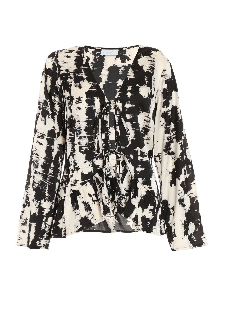 Quiz Black Satin Marble Print Blouse