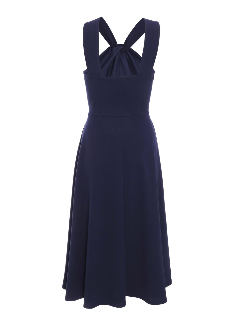 Quiz Blue Cross Front Skater Midi Dress