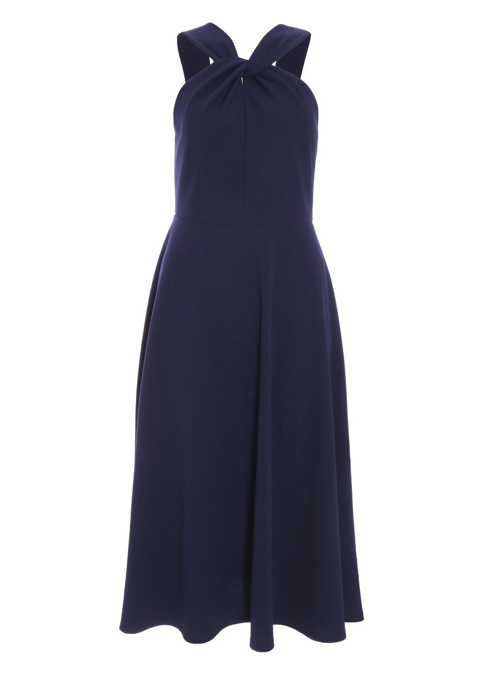 Quiz Blue Cross Front Skater Midi Dress