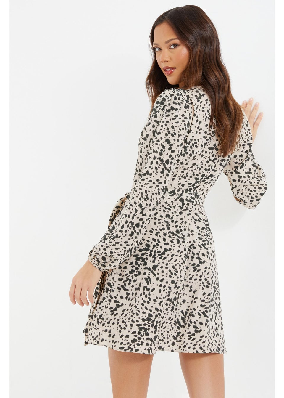 Quiz White Animal Print Mini Skater Dress Matalan