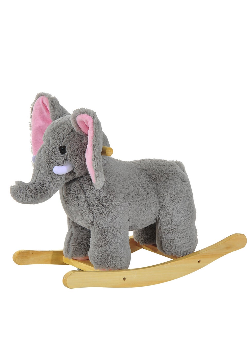 HOMCOM Kids Plush Elephant Rocking Toy Grey