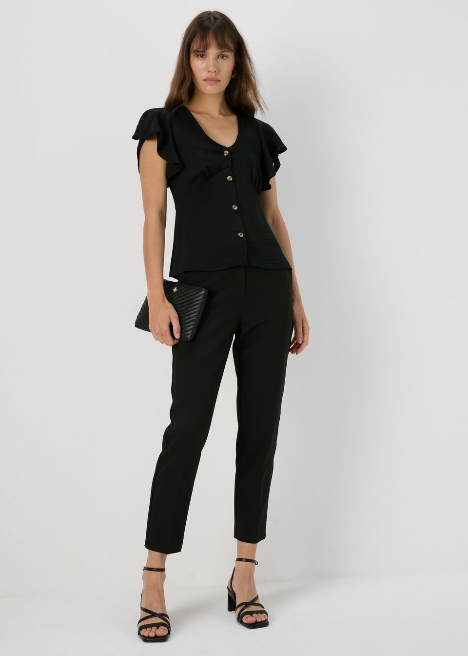 Et Vous Black Airflow Angel Sleeve Blouse Top