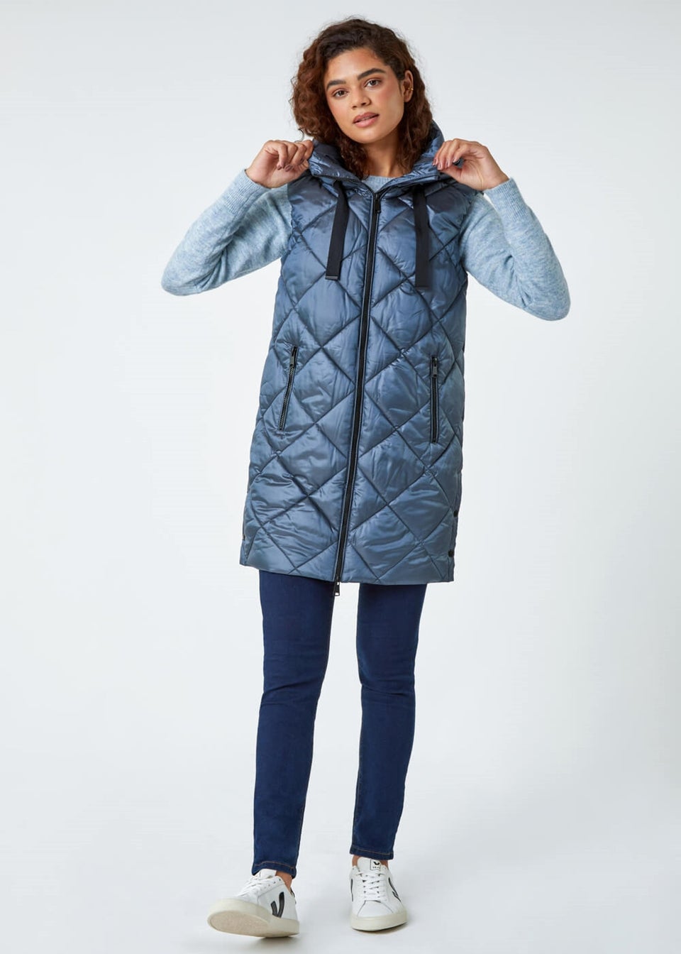 Roman Steel Blue Diamond Quilted Padded Gilet