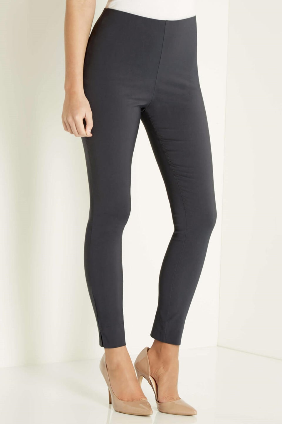 Roman Dark Grey Full Length Elastic Waist Stretch Trousers