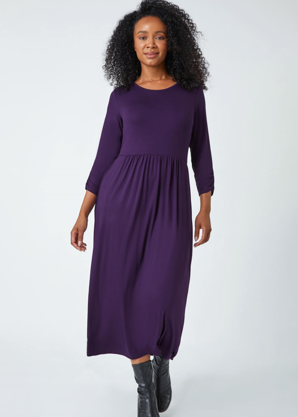 Roman Petite Purple Jersey Stretch Midi Dress