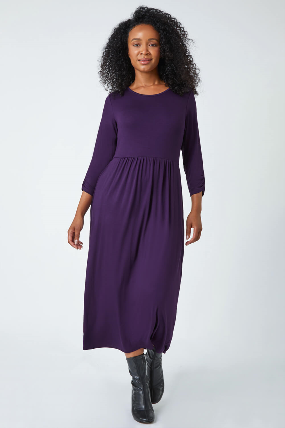 Roman Petite Purple Jersey Stretch Midi Dress