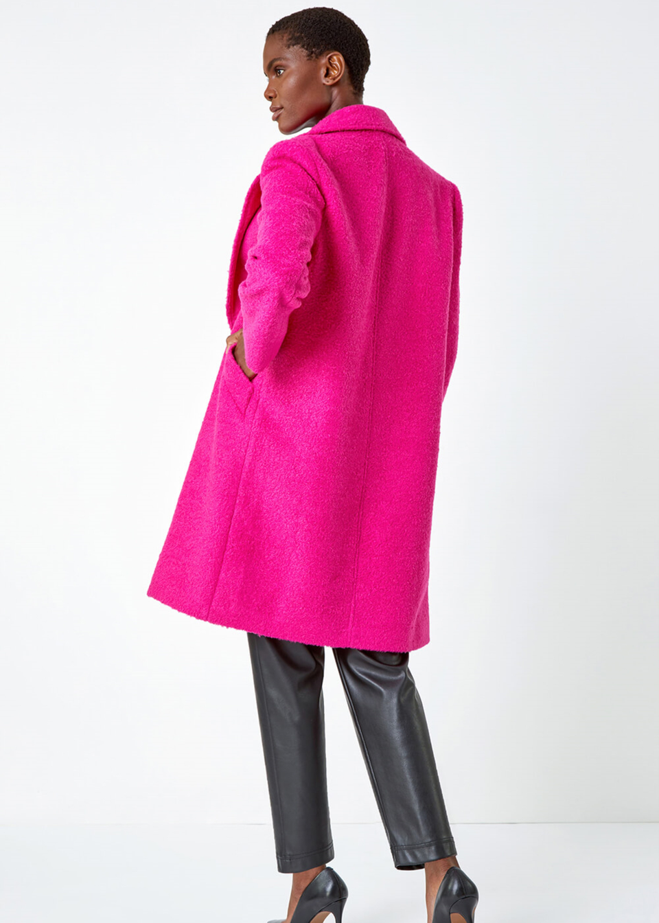 Cerise Relaxed Double Breasted Boucle Coat