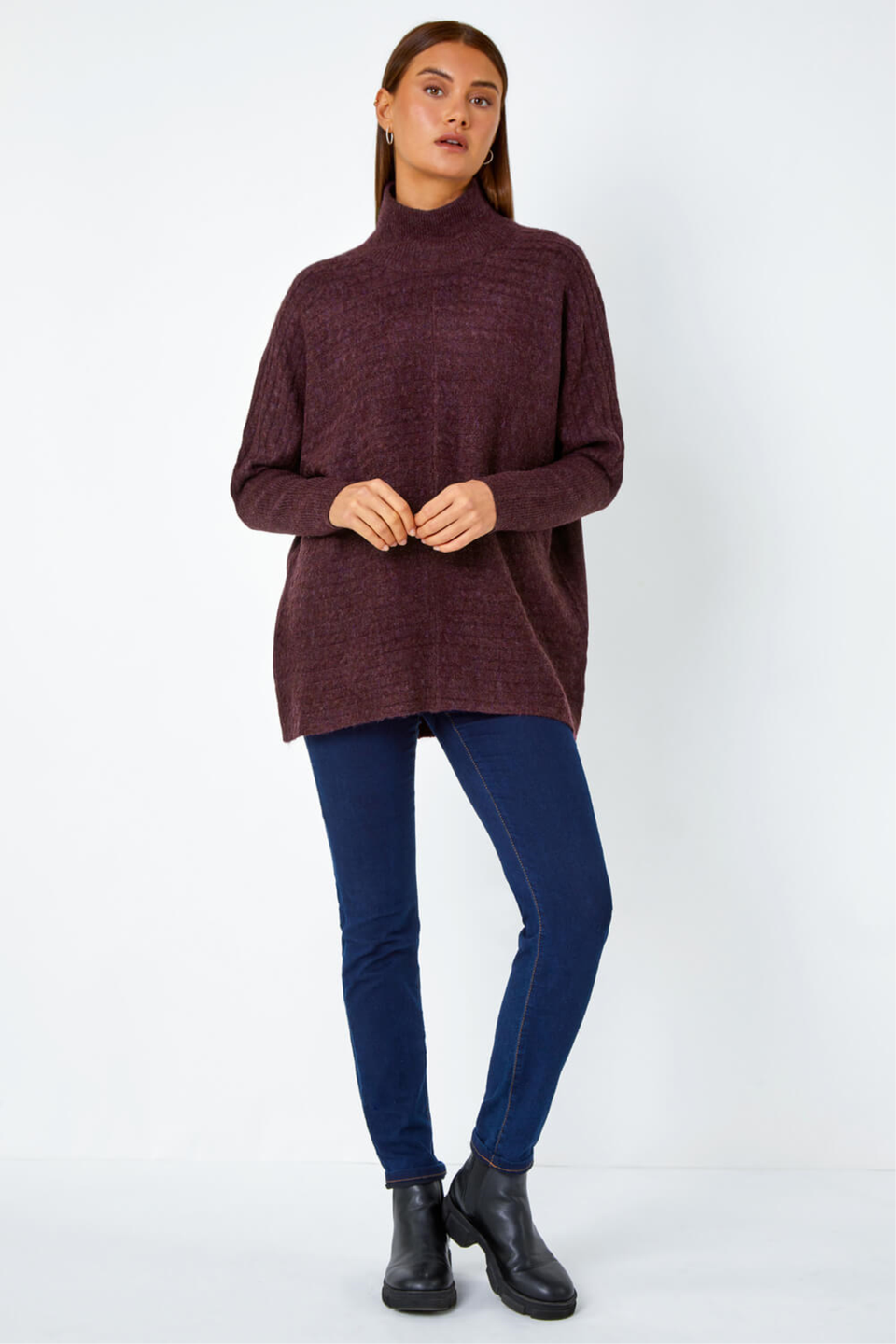 Plum roll neck jumper outlet