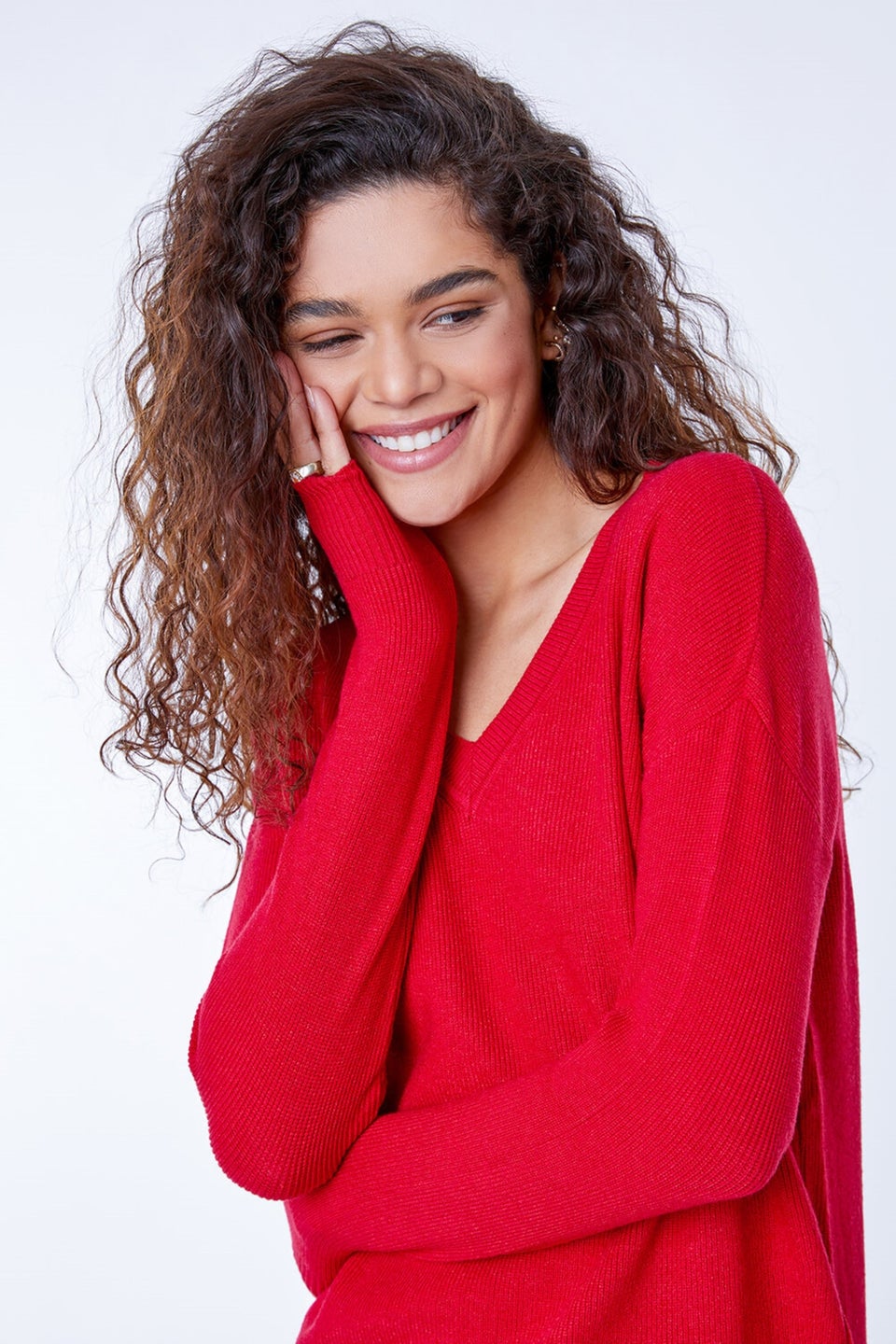 Red discount longline jumper
