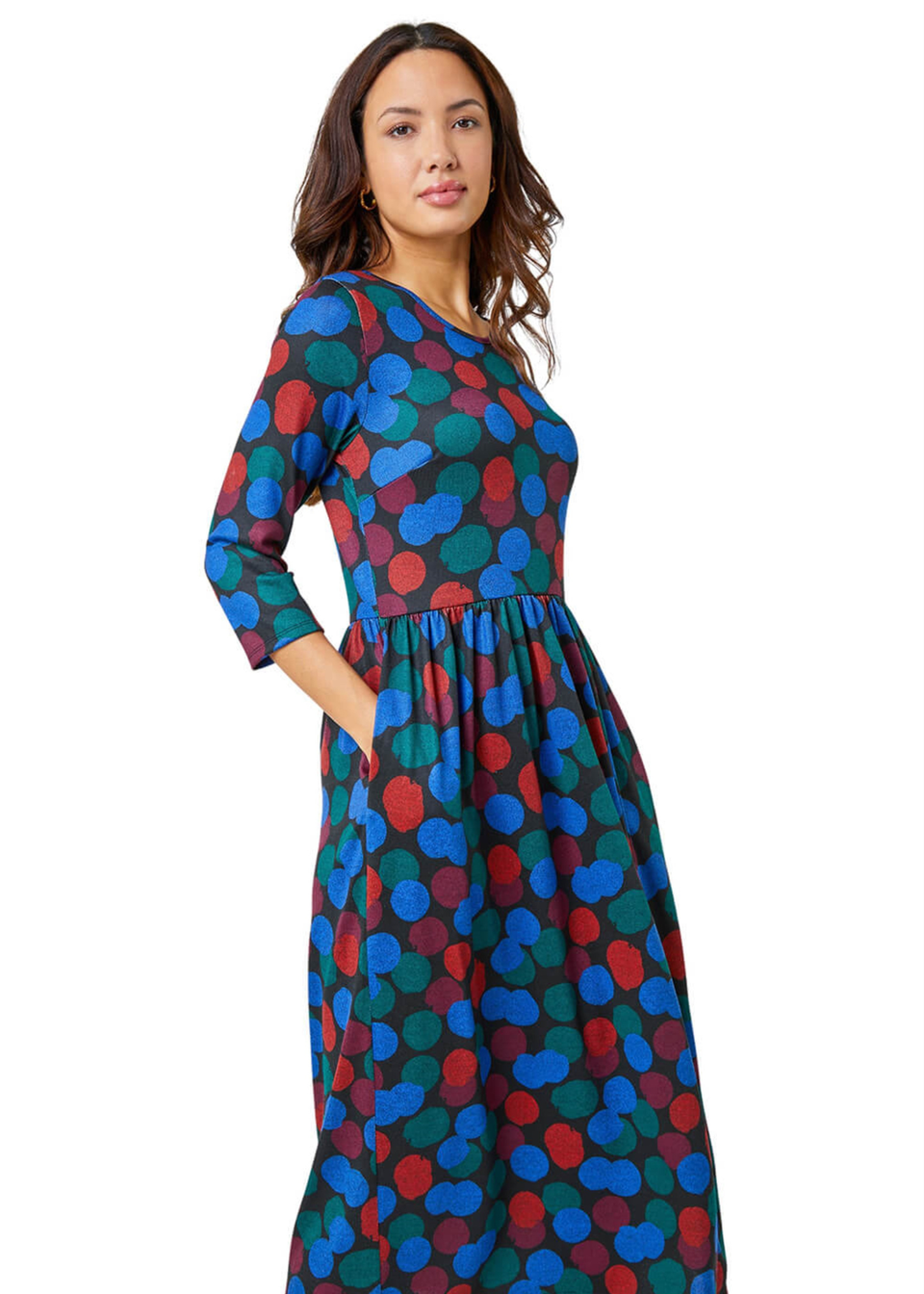 Roman Royal Blue Spot Print Jersey Midi Dress