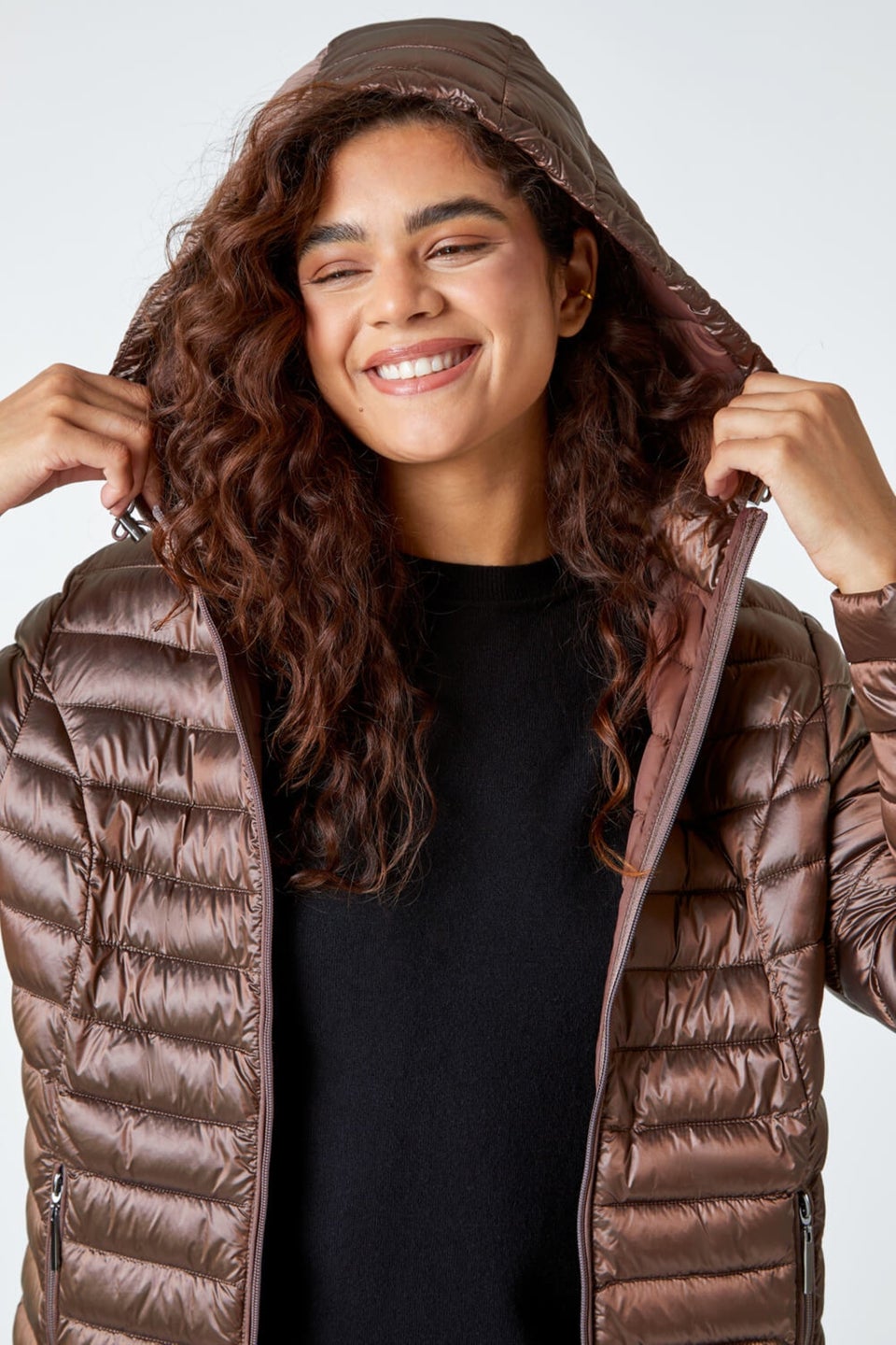 Roman Mocha Longline Hooded Padded Coat Matalan