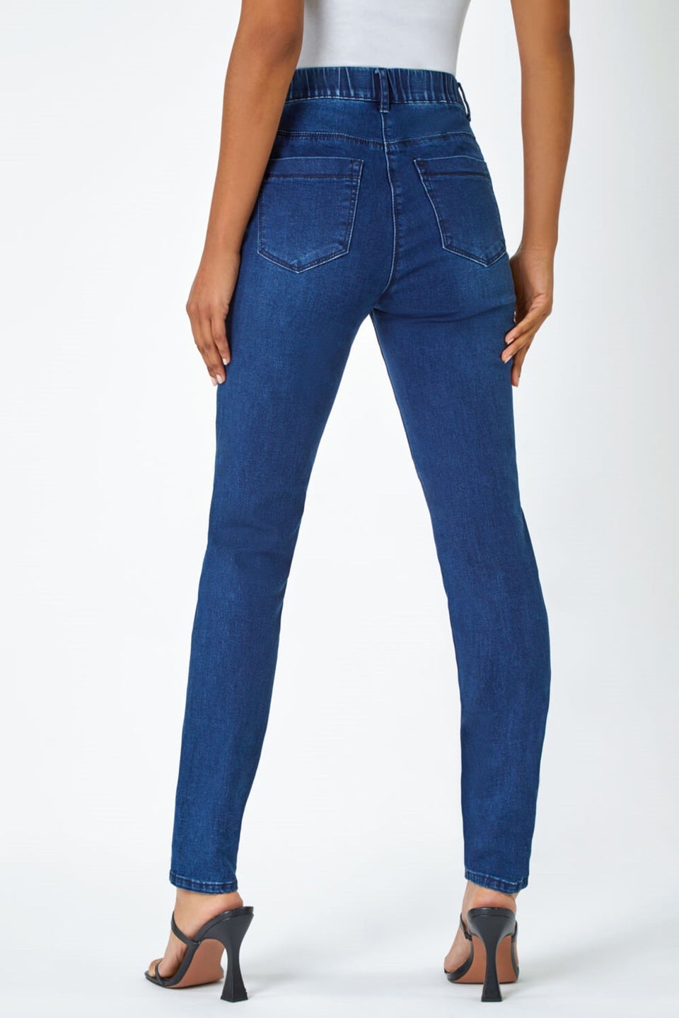 Roman Blue Elastic Waist 31" Denim Stretch Jegging