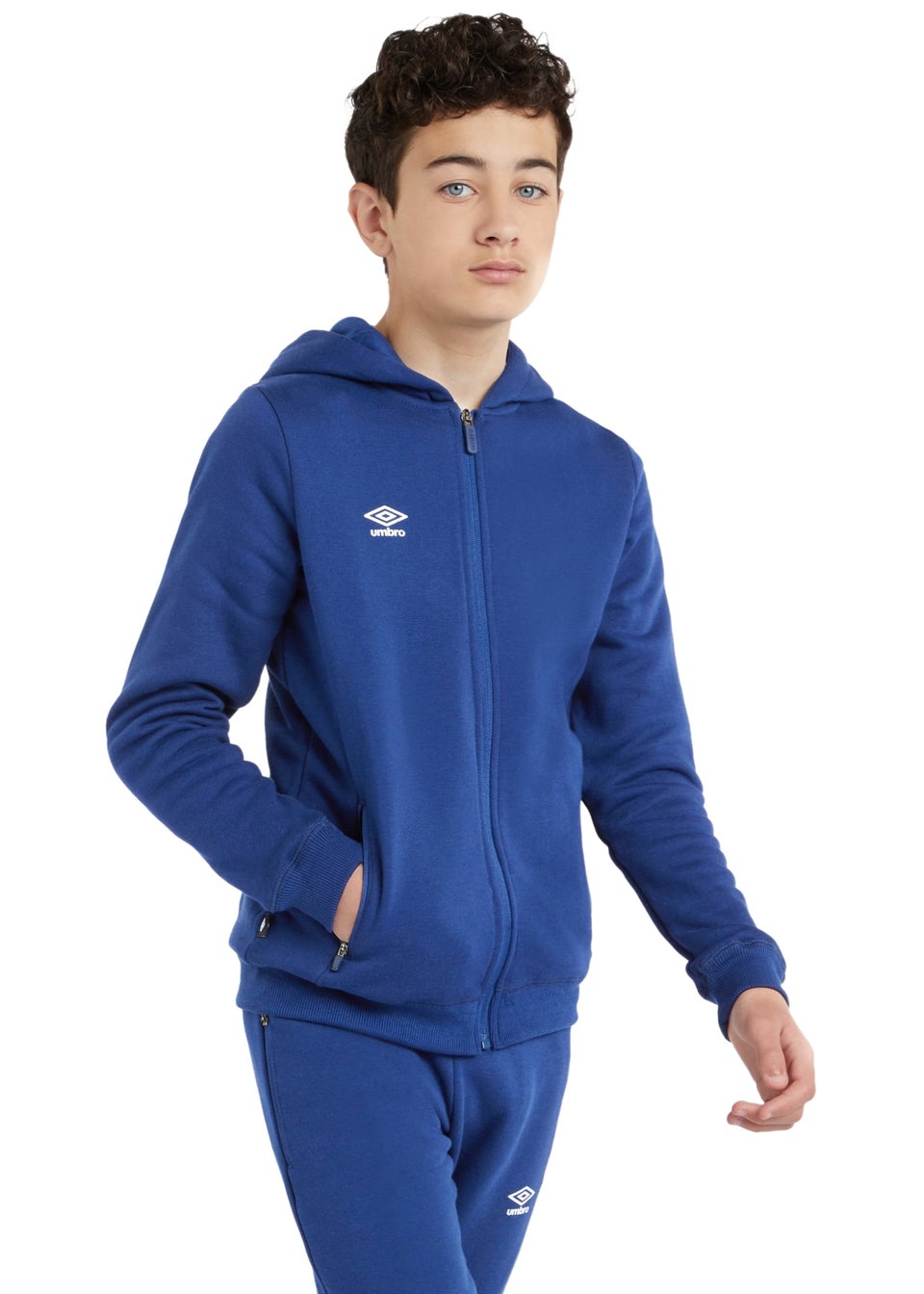 Umbro Kids Midnight Blue Club Leisure Full Zip Drawstring Hoodie 7 13yrs