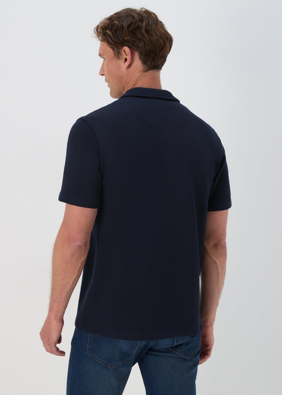 Navy Textured Polo Shirt